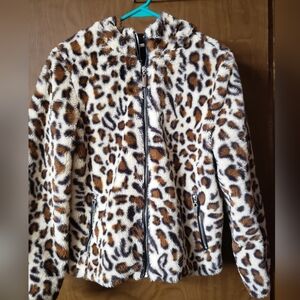 Leopard Print Faux Fur Jacket